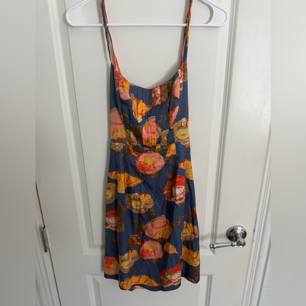 Maeve Navy Floral Mini Dress with Pink and Yellow Flowers